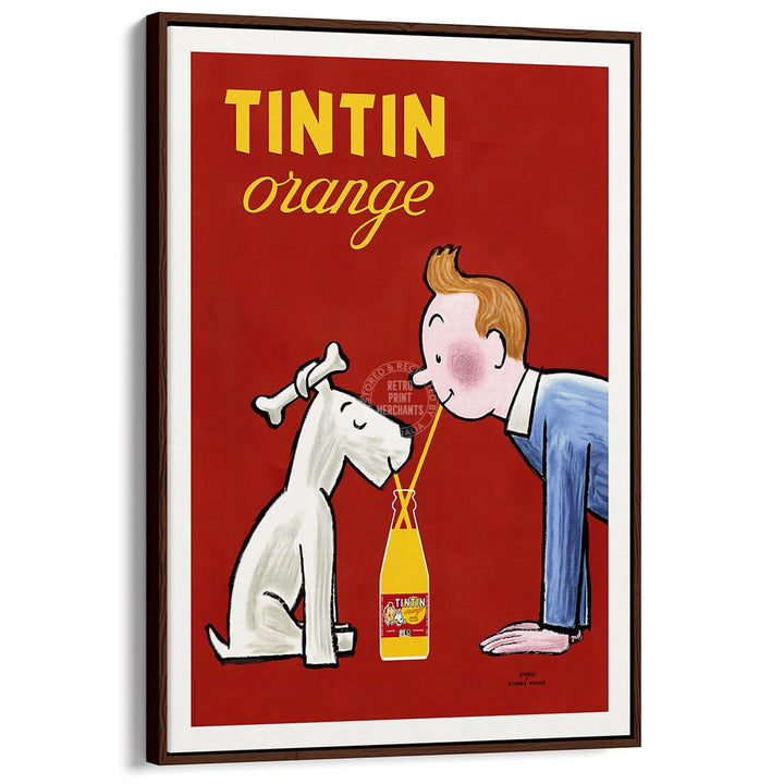 Tintin Orange Soda Vertical | France A3 297 X 420Mm 11.7 16.5 Inches / Canvas Floating Frame - Dark