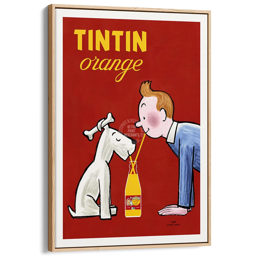 Tintin Orange Soda Vertical | France A3 297 X 420Mm 11.7 16.5 Inches / Canvas Floating Frame -