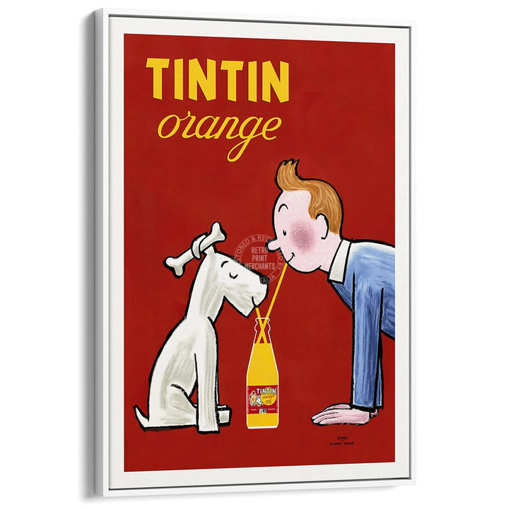Tintin Orange Soda Vertical | France A3 297 X 420Mm 11.7 16.5 Inches / Canvas Floating Frame - White