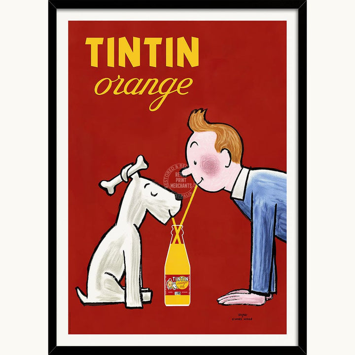 Tintin Orange Soda Vertical | France A3 297 X 420Mm 11.7 16.5 Inches / Framed Print - Black Timber