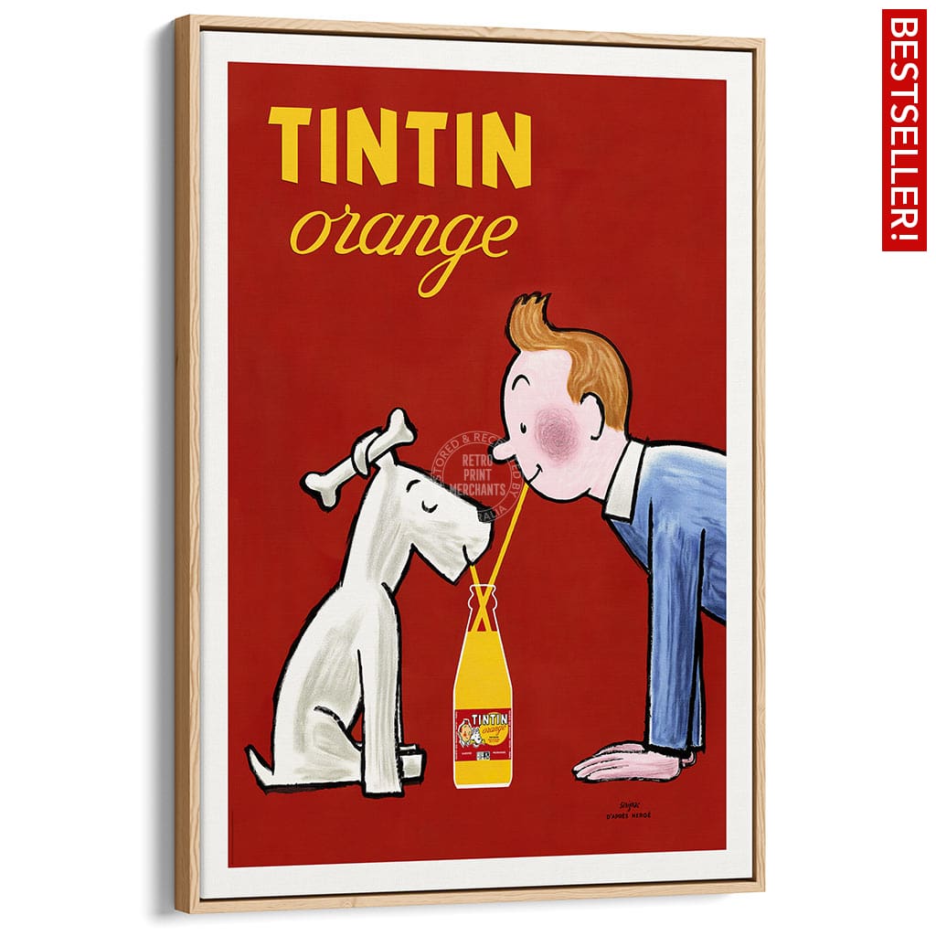 Tintin Orange Soda Vertical | France A3 297 X 420Mm 11.7 16.5 Inches / Canvas Floating Frame -
