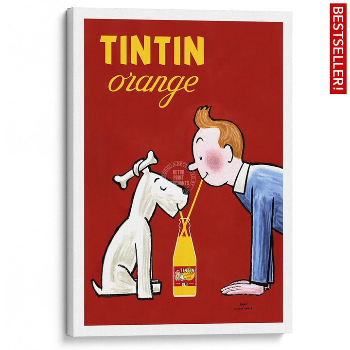 Tintin Orange Soda Vertical | France A3 297 X 420Mm 11.7 16.5 Inches / Stretched Canvas Print Art