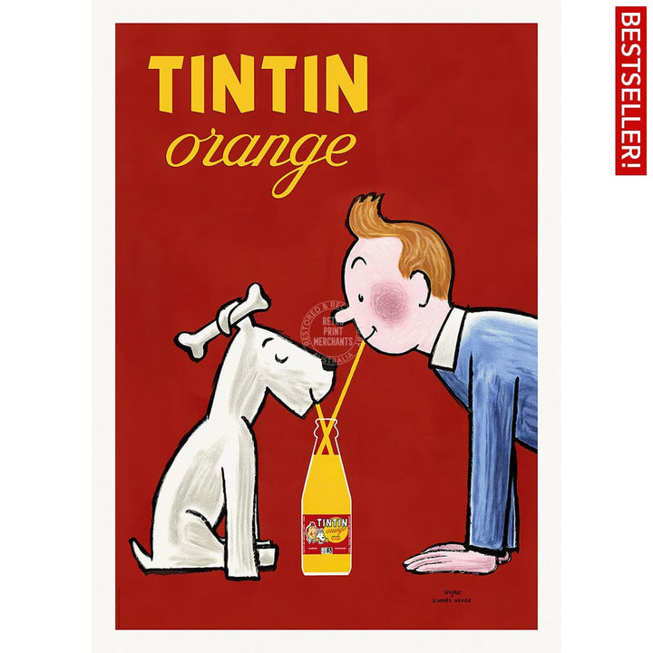 Tintin Orange Soda Vertical | France A3 297 X 420Mm 11.7 16.5 Inches / Unframed Print Art