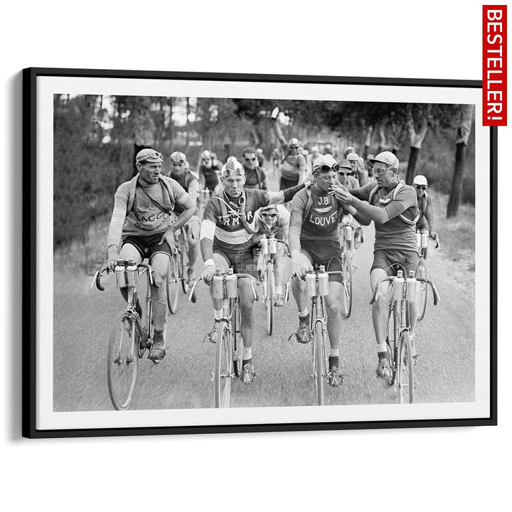 Tour De France 1927 | A3 297 X 420Mm 11.7 16.5 Inches / Canvas Floating Frame - Black Timber Print