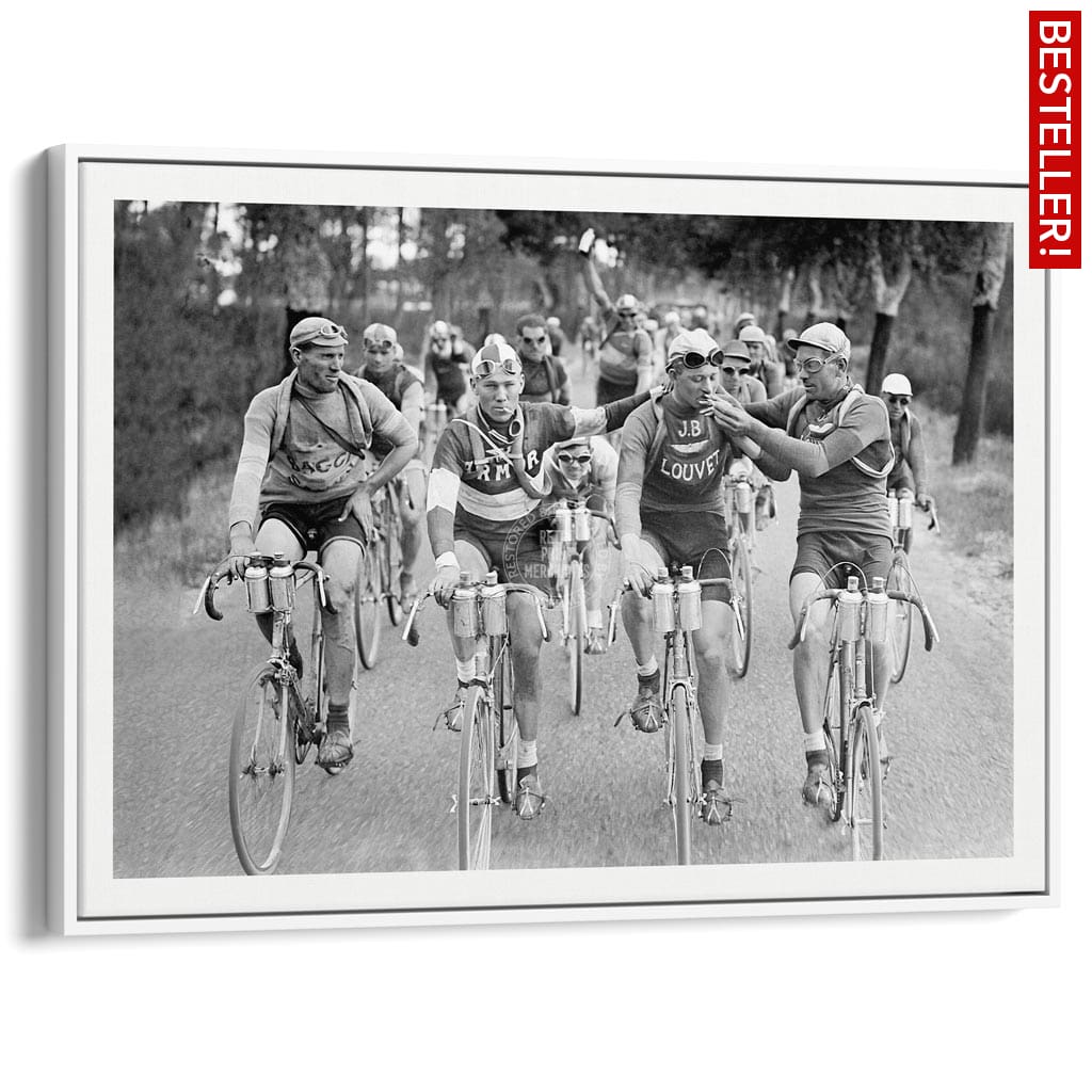Tour De France 1927 | A3 297 X 420Mm 11.7 16.5 Inches / Canvas Floating Frame - White Timber Print