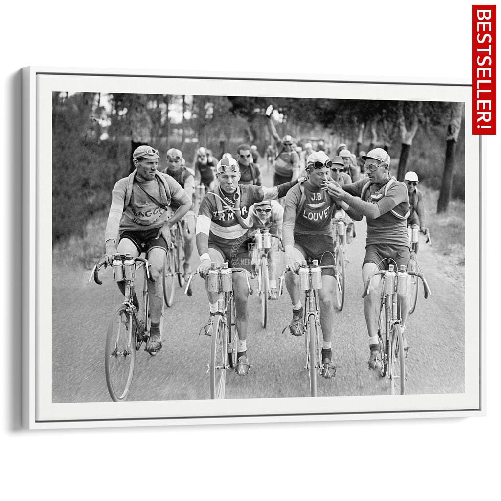 Tour De France 1927 | A3 297 X 420Mm 11.7 16.5 Inches / Canvas Floating Frame - White Timber Print