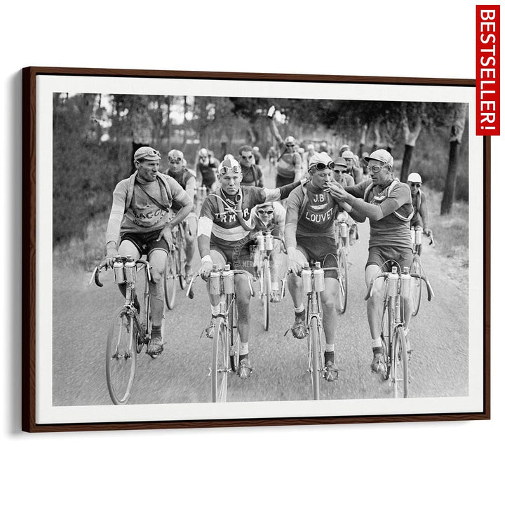Tour De France 1927 | A3 297 X 420Mm 11.7 16.5 Inches / Canvas Floating Frame - Dark Oak Timber