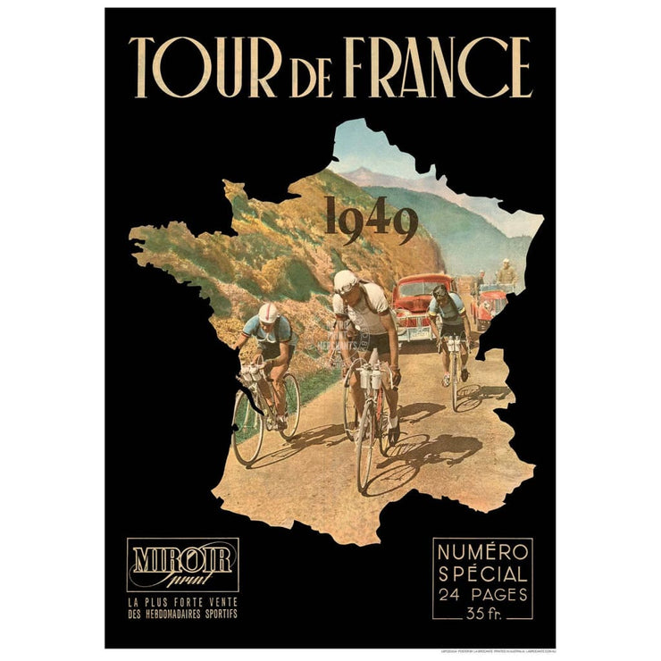 Tour De France 1949 Map | 422Mm X 295Mm 16.6 11.6 A3 / Unframed Print Art