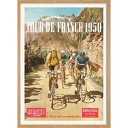 Tour De France 1950 | 422Mm X 295Mm 16.6 11.6 A3 / Natural Oak Print Art