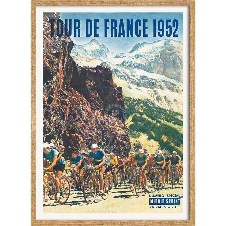 Tour De France 1952 | 422Mm X 295Mm 16.6 11.6 A3 / Natural Oak Print Art