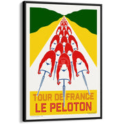 Tour De France Le Peloton | A4 210 X 297Mm 8.3 11.7 Inches / Canvas Floating Frame: Black Timber