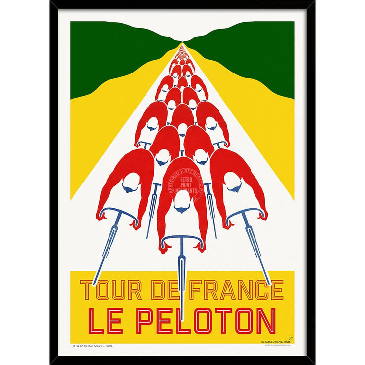 Tour De France Le Peloton | A4 210 X 297Mm 8.3 11.7 Inches / Framed Print: Black Timber Print Art