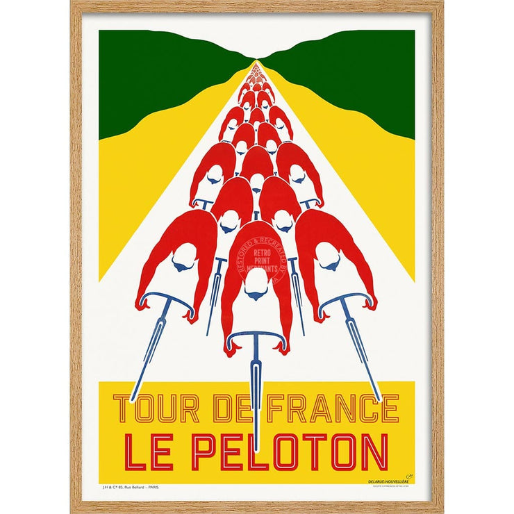 Tour De France Le Peloton | A4 210 X 297Mm 8.3 11.7 Inches / Framed Print: Natural Oak Timber Print