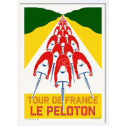 Tour De France Le Peloton | A4 210 X 297Mm 8.3 11.7 Inches / Framed Print: White Timber Print Art