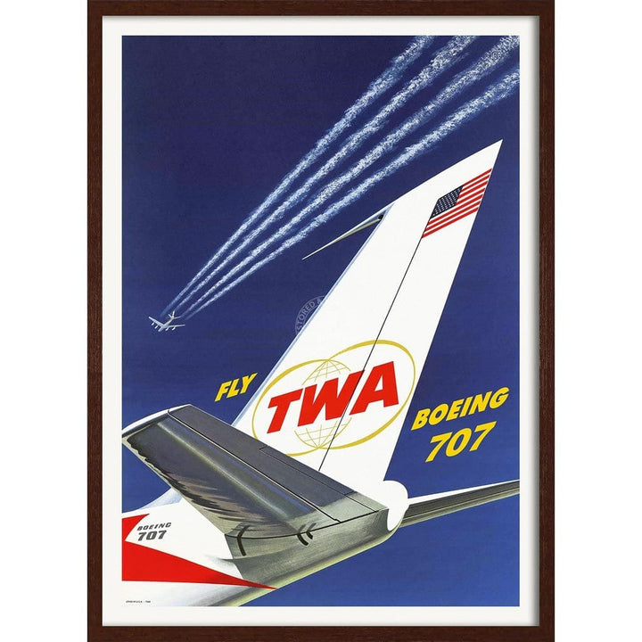 Twa Airlines | Usa 422Mm X 295Mm 16.6 11.6 A3 / Dark Oak Print Art