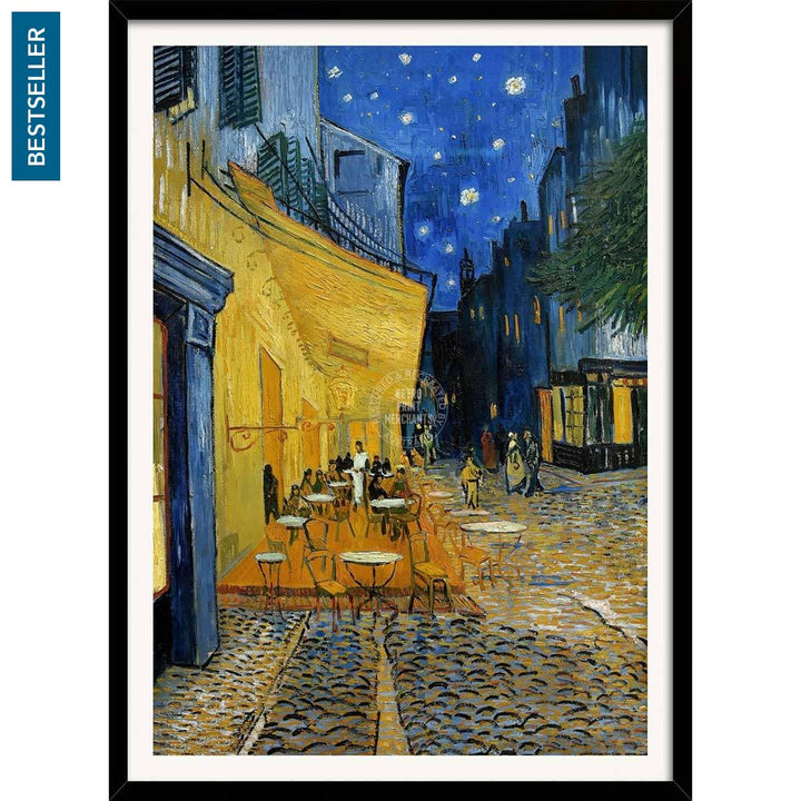 Van Gogh Cafe Terrace At Night | France A3 297 X 420Mm 11.7 16.5 Inches / Framed Print - Black