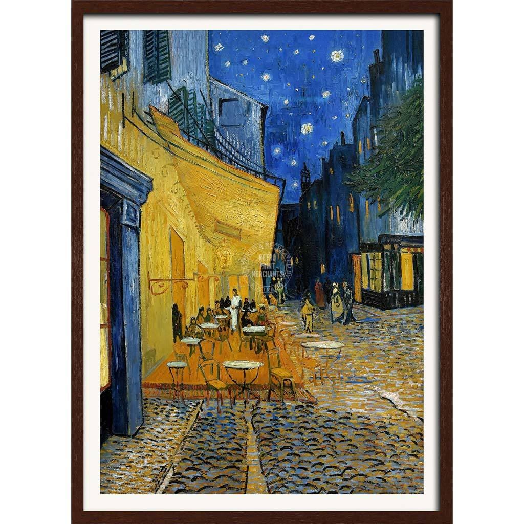 Van Gogh Cafe Terrace At Night | France A3 297 X 420Mm 11.7 16.5 Inches / Framed Print - Dark Oak