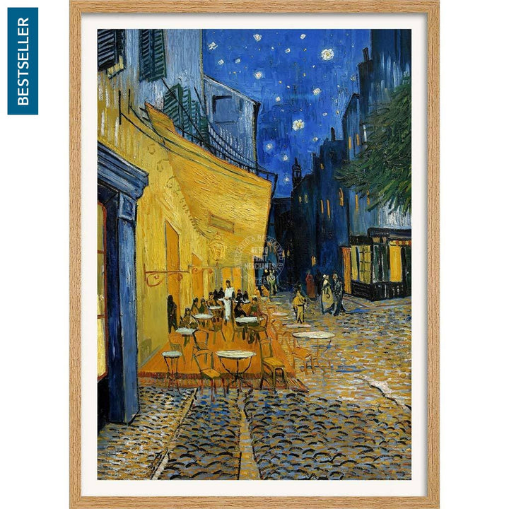 Van Gogh Cafe Terrace At Night | France A3 297 X 420Mm 11.7 16.5 Inches / Framed Print - Natural Oak