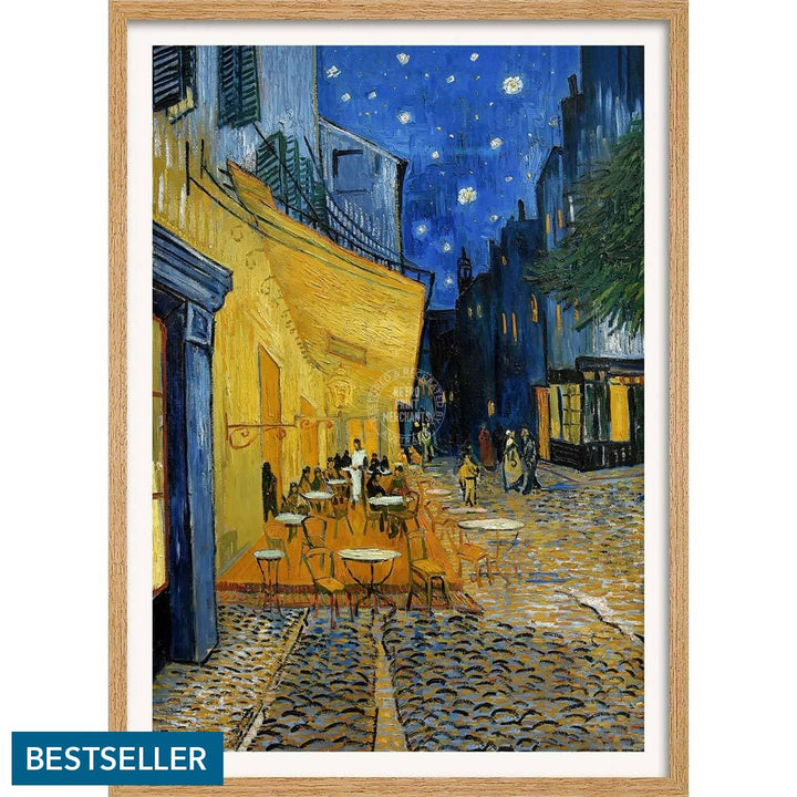 Van Gogh Cafe Terrace At Night | France A3 297 X 420Mm 11.7 16.5 Inches / Framed Print - Natural Oak