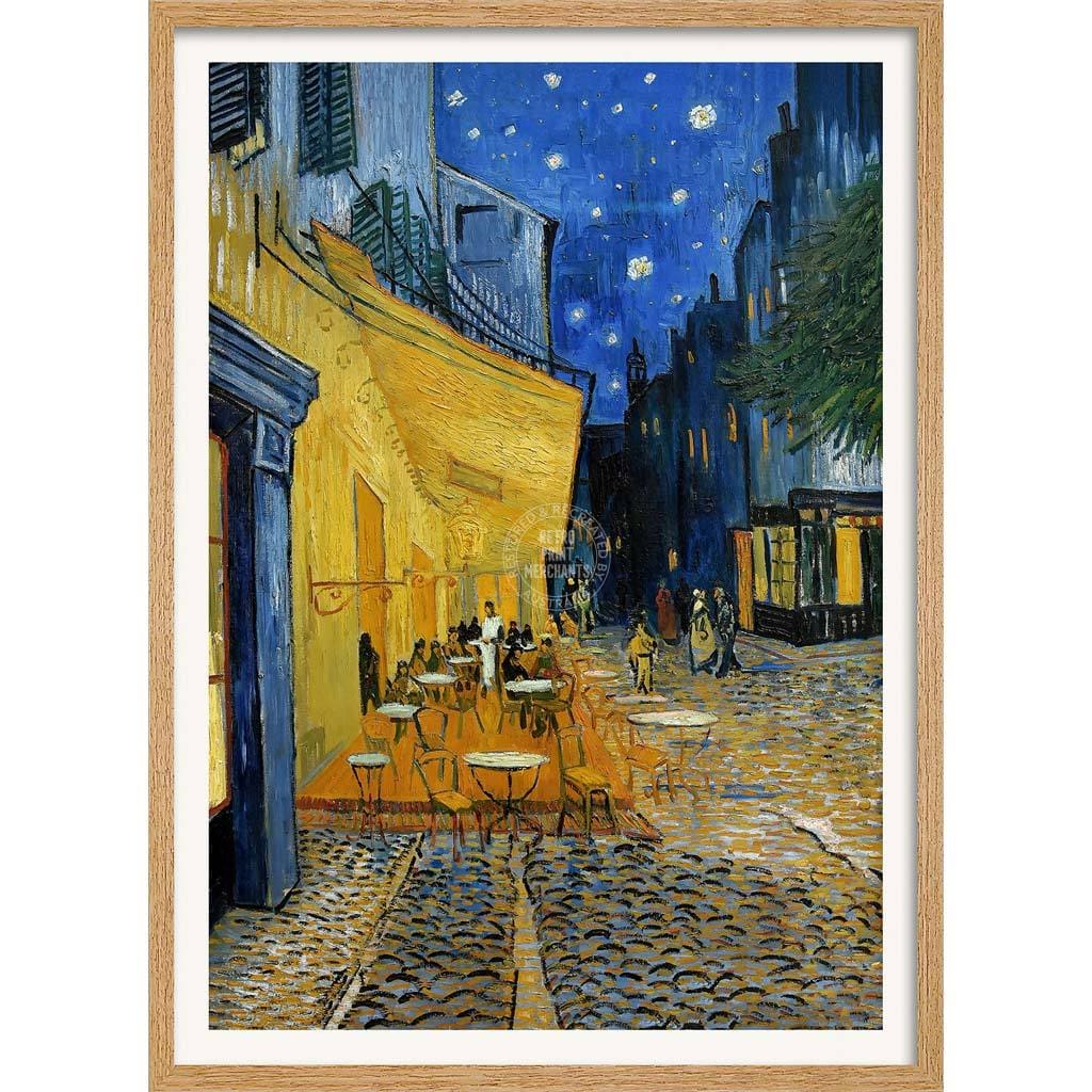 Van Gogh Cafe Terrace At Night | France A3 297 X 420Mm 11.7 16.5 Inches / Framed Print - Natural Oak