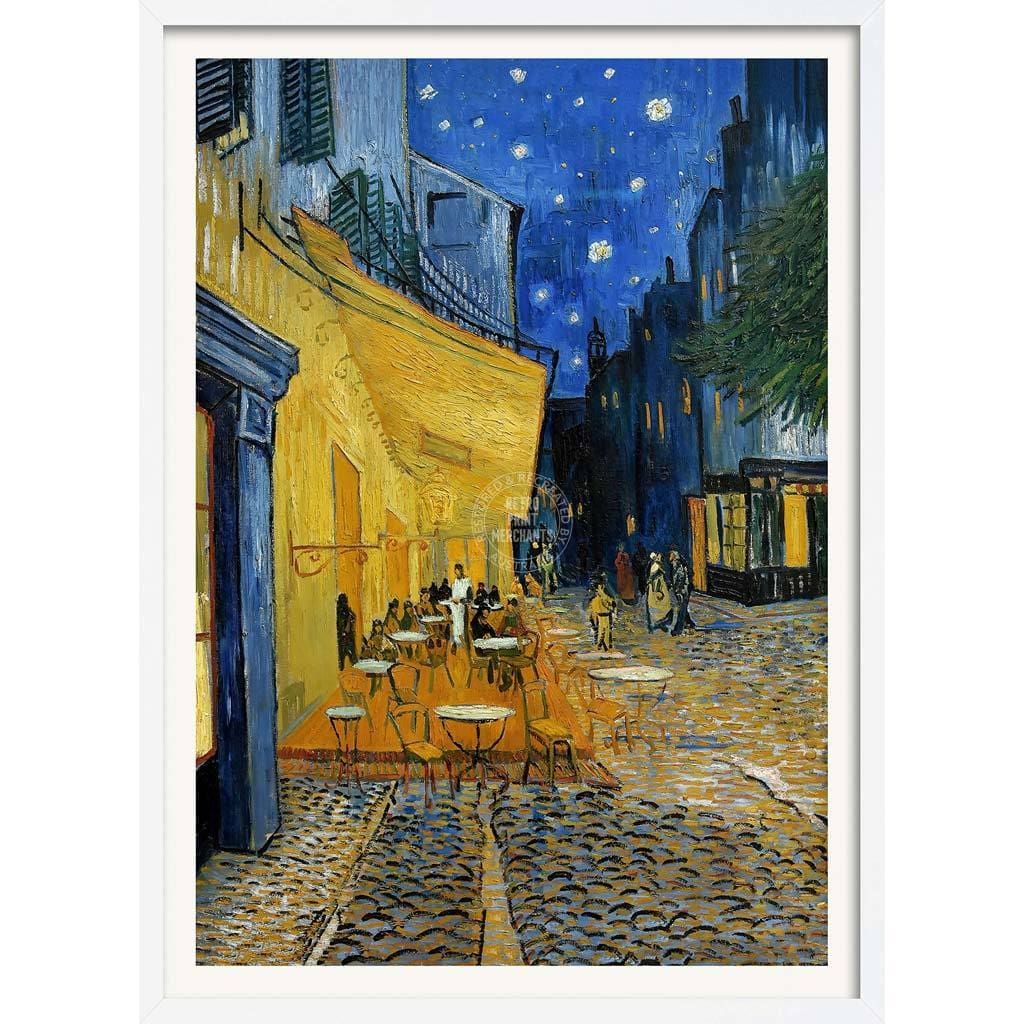 Van Gogh Cafe Terrace At Night | France A3 297 X 420Mm 11.7 16.5 Inches / Framed Print - White