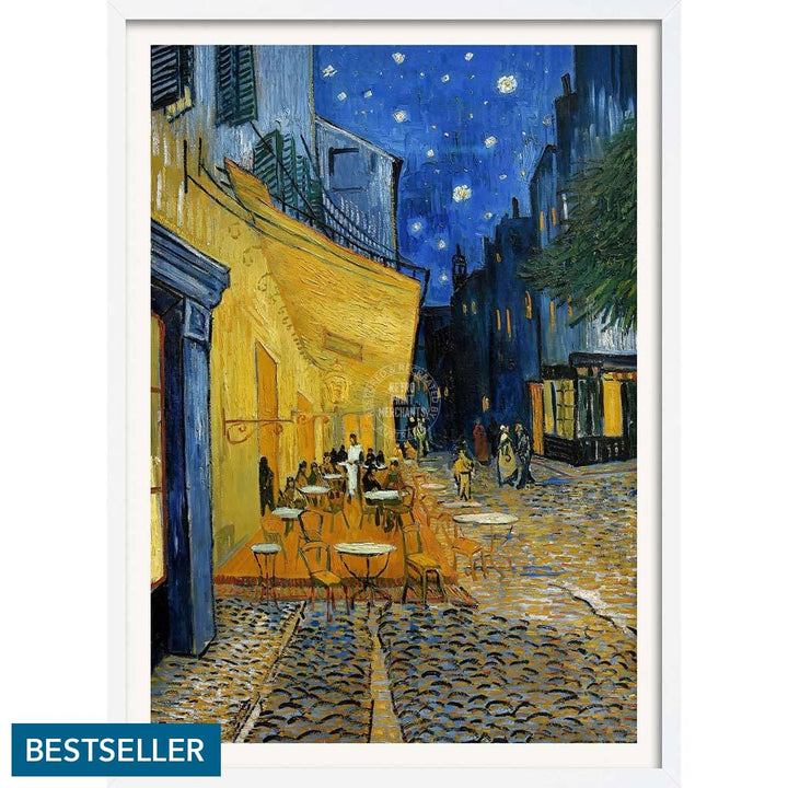 Van Gogh Cafe Terrace At Night | France A3 297 X 420Mm 11.7 16.5 Inches / Framed Print - White