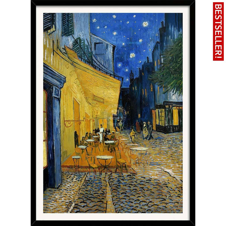Van Gogh Cafe Terrace At Night | France A3 297 X 420Mm 11.7 16.5 Inches / Framed Print - Black