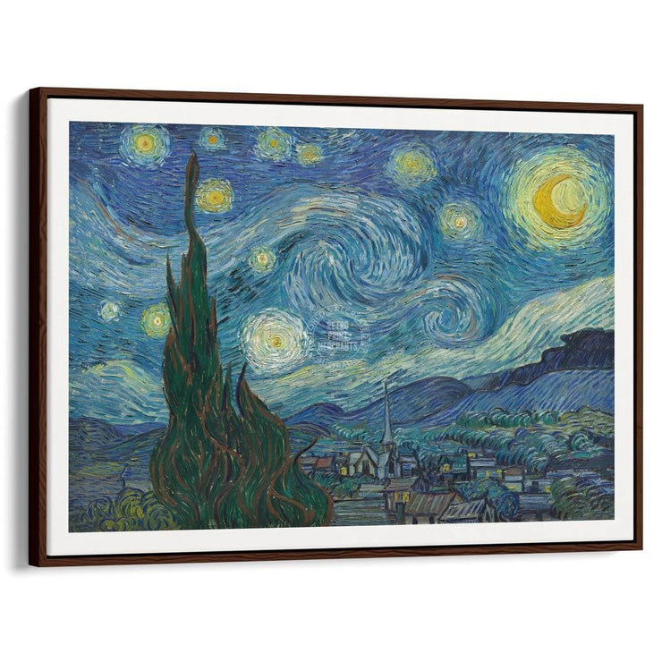 Van Gogh Starry Night | France A3 297 X 420Mm 11.7 16.5 Inches / Canvas Floating Frame - Dark Oak