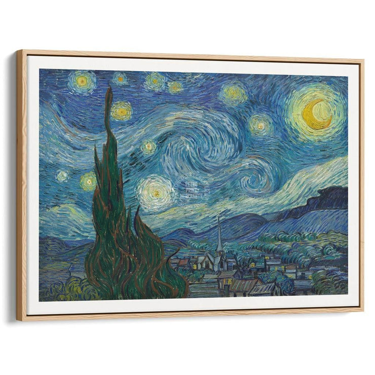 Van Gogh Starry Night | France A3 297 X 420Mm 11.7 16.5 Inches / Canvas Floating Frame - Natural Oak
