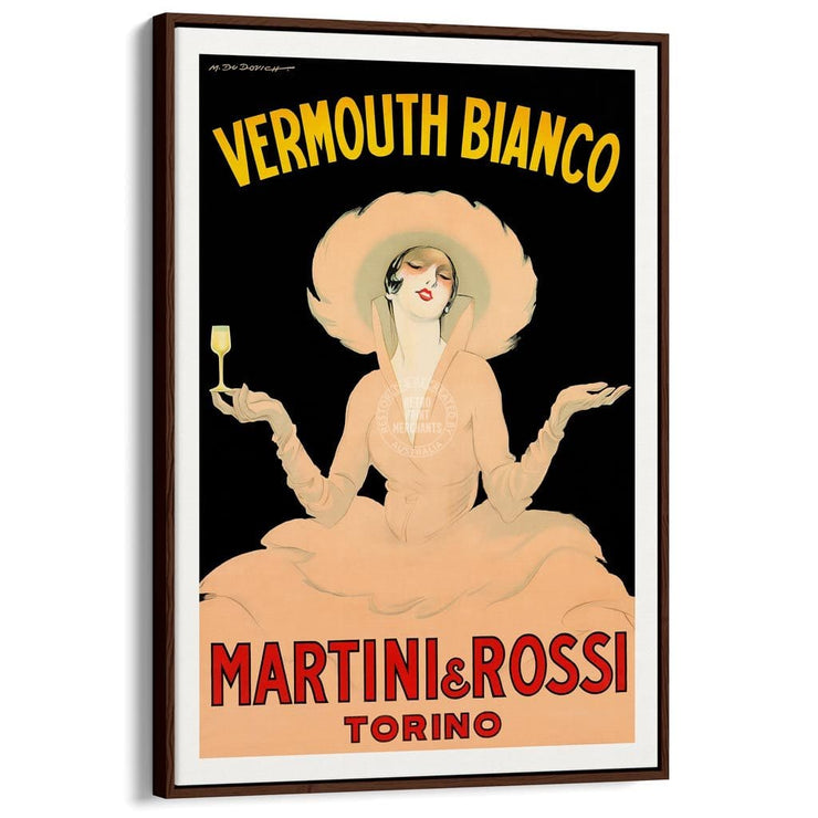 Vermouth Bianco | Italy A3 297 X 420Mm 11.7 16.5 Inches / Canvas Floating Frame - Dark Oak Timber