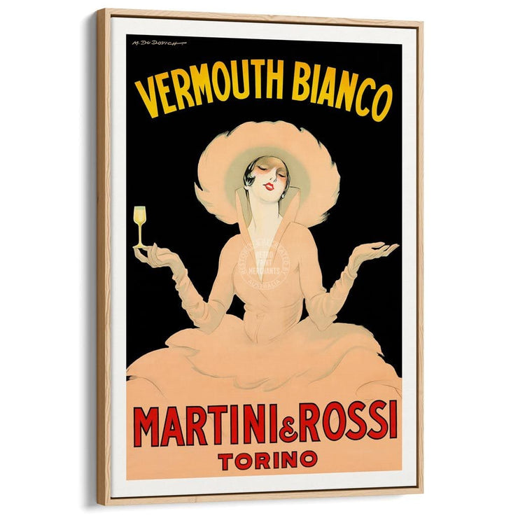 Vermouth Bianco | Italy A3 297 X 420Mm 11.7 16.5 Inches / Canvas Floating Frame - Natural Oak Timber