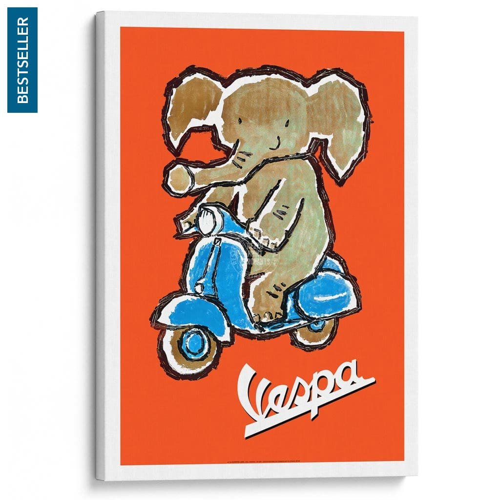 Vespa Elephant | Italy A3 297 X 420Mm 11.7 16.5 Inches / Stretched Canvas Print Art