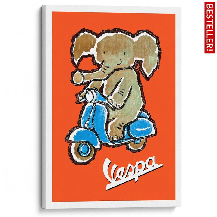 Vespa Elephant | Italy A3 297 X 420Mm 11.7 16.5 Inches / Stretched Canvas Print Art