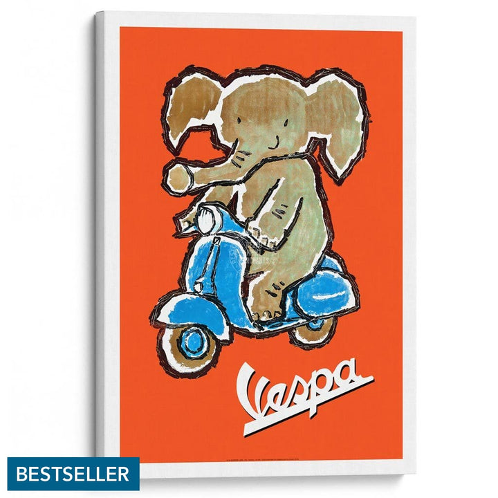 Vespa Elephant | Italy A3 297 X 420Mm 11.7 16.5 Inches / Stretched Canvas Print Art