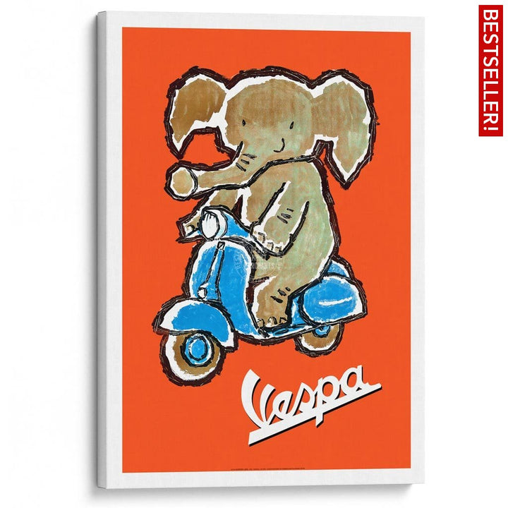 Vespa Elephant | Italy A3 297 X 420Mm 11.7 16.5 Inches / Stretched Canvas Print Art