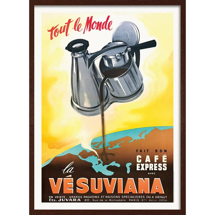 Vesuviana Coffee Maker | Italy A3 297 X 420Mm 11.7 16.5 Inches / Framed Print: Chocolate Oak Timber