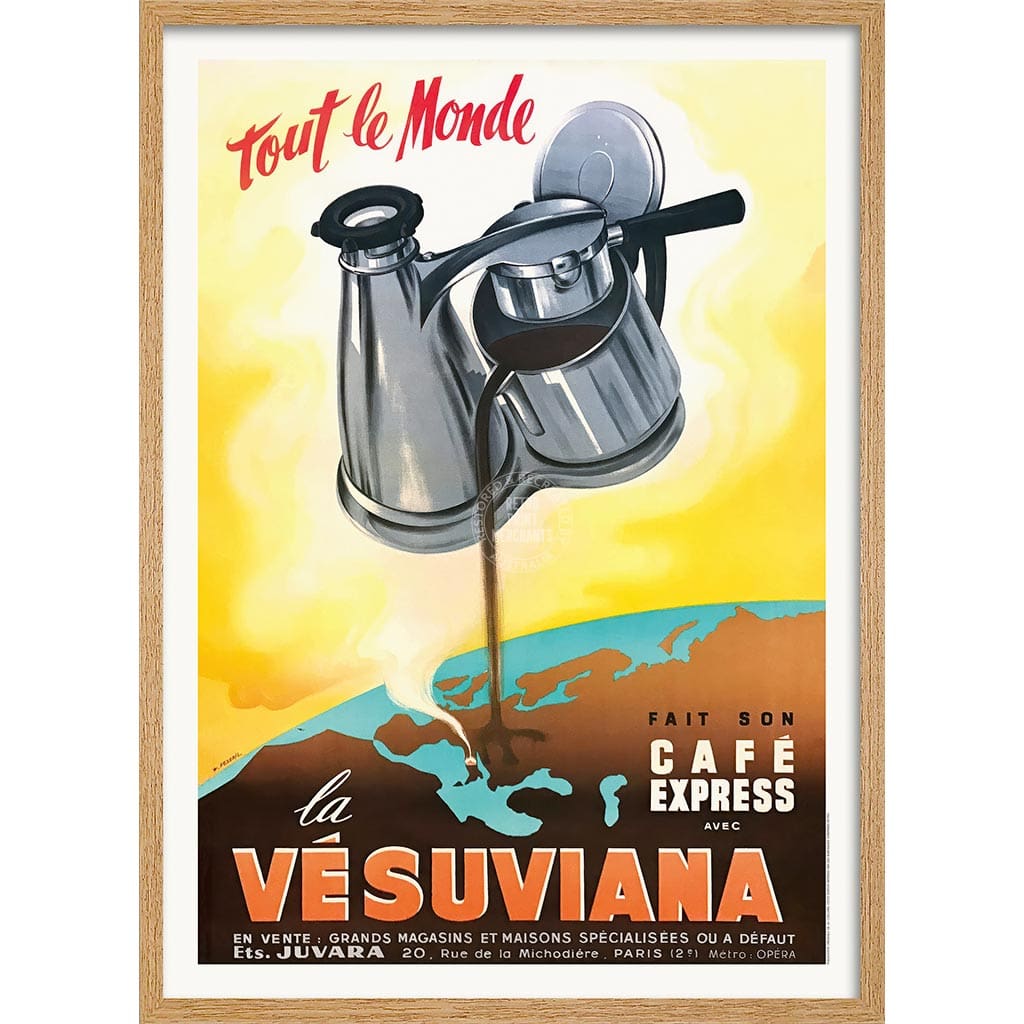 Vesuviana Coffee Maker | Italy A3 297 X 420Mm 11.7 16.5 Inches / Framed Print: Natural Oak Timber