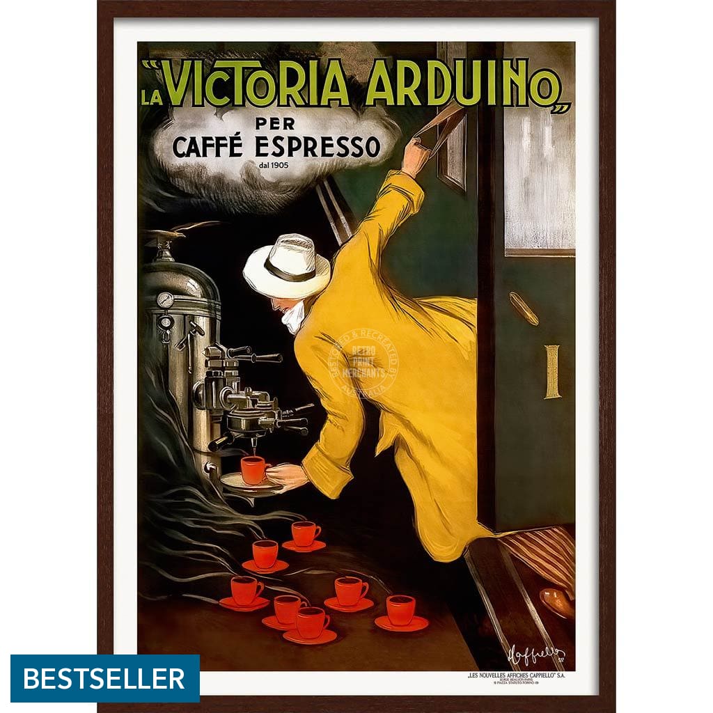 Victoria Arduino Espresso Coffee | Italy A3 297 X 420Mm 11.7 16.5 Inches / Framed Print - Dark Oak