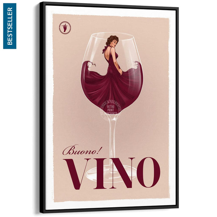 VINO | WORLDWIDE A3 | 297 x 420mm | 11.7 x 16.5 inches / Canvas Floating Frame: Black Timber Print Art