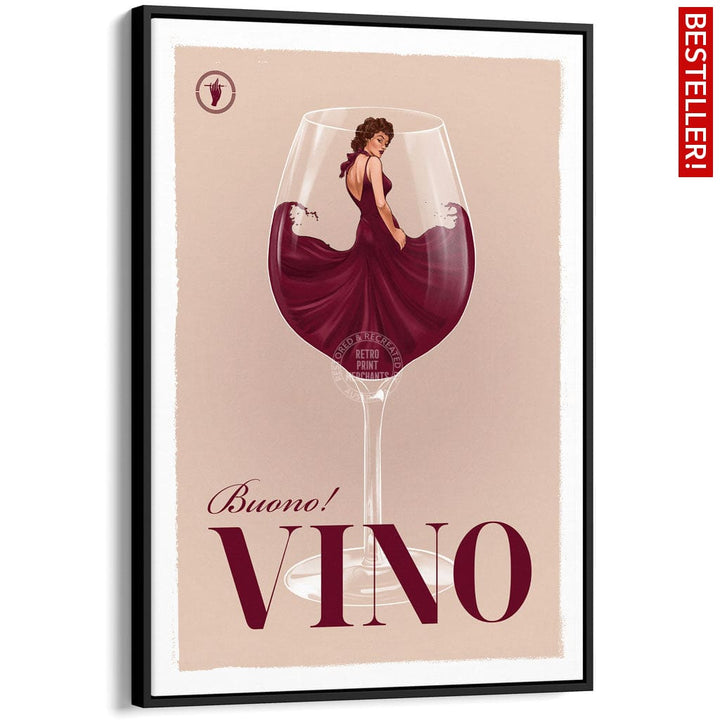 VINO | WORLDWIDE A3 | 297 x 420mm | 11.7 x 16.5 inches / Canvas Floating Frame: Black Timber Print Art
