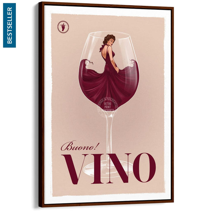 VINO | WORLDWIDE A3 | 297 x 420mm | 11.7 x 16.5 inches / Canvas Floating Frame: Chocolate Oak Timber Print Art