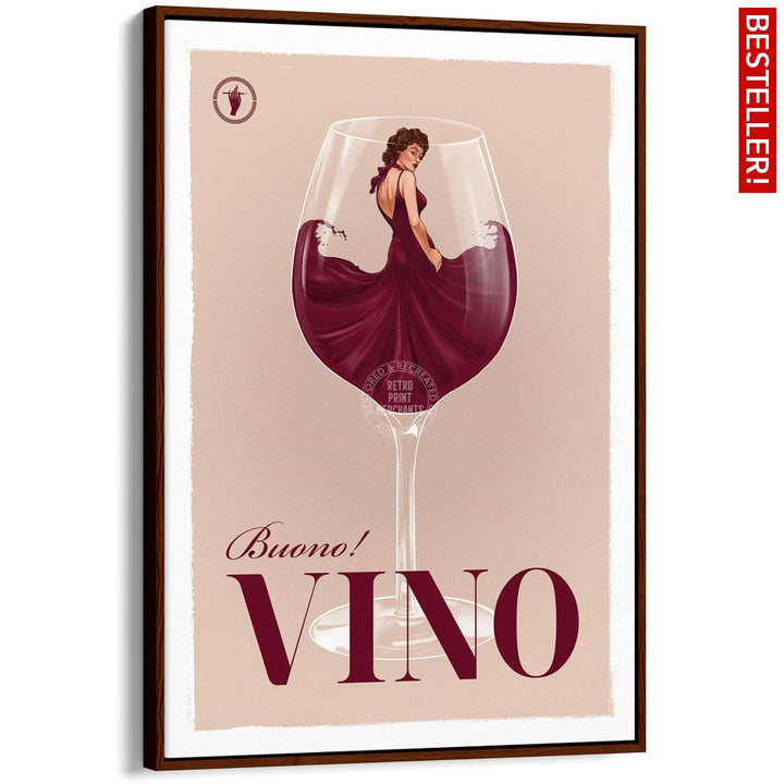 VINO | WORLDWIDE A3 | 297 x 420mm | 11.7 x 16.5 inches / Canvas Floating Frame: Chocolate Oak Timber Print Art