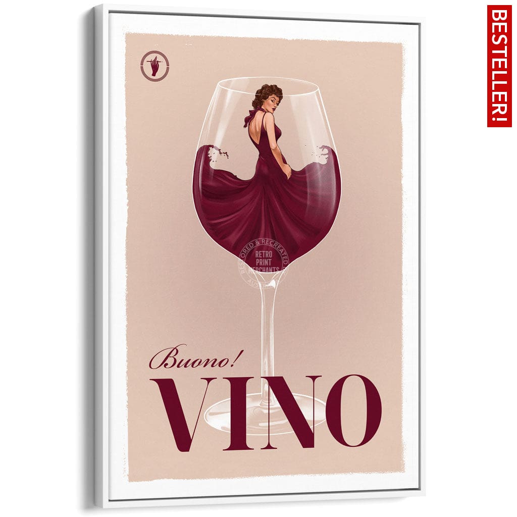 VINO | WORLDWIDE A3 | 297 x 420mm | 11.7 x 16.5 inches / Canvas Floating Frame: White Timber Print Art