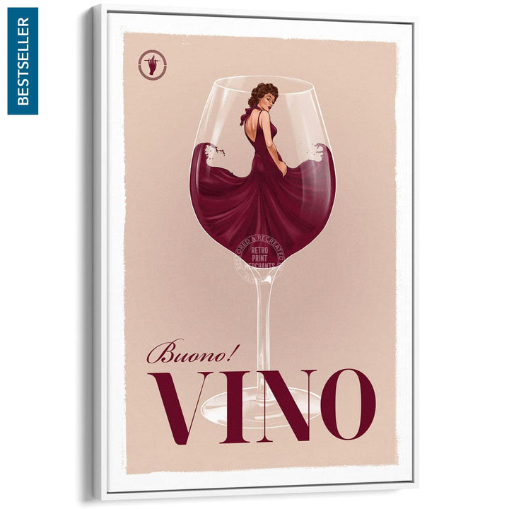 VINO | WORLDWIDE A3 | 297 x 420mm | 11.7 x 16.5 inches / Canvas Floating Frame: White Timber Print Art