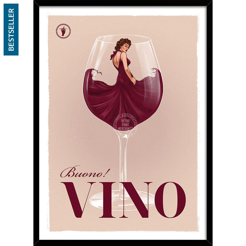 VINO | WORLDWIDE A3 | 297 x 420mm | 11.7 x 16.5 inches / Framed Print: Black Timber Print Art