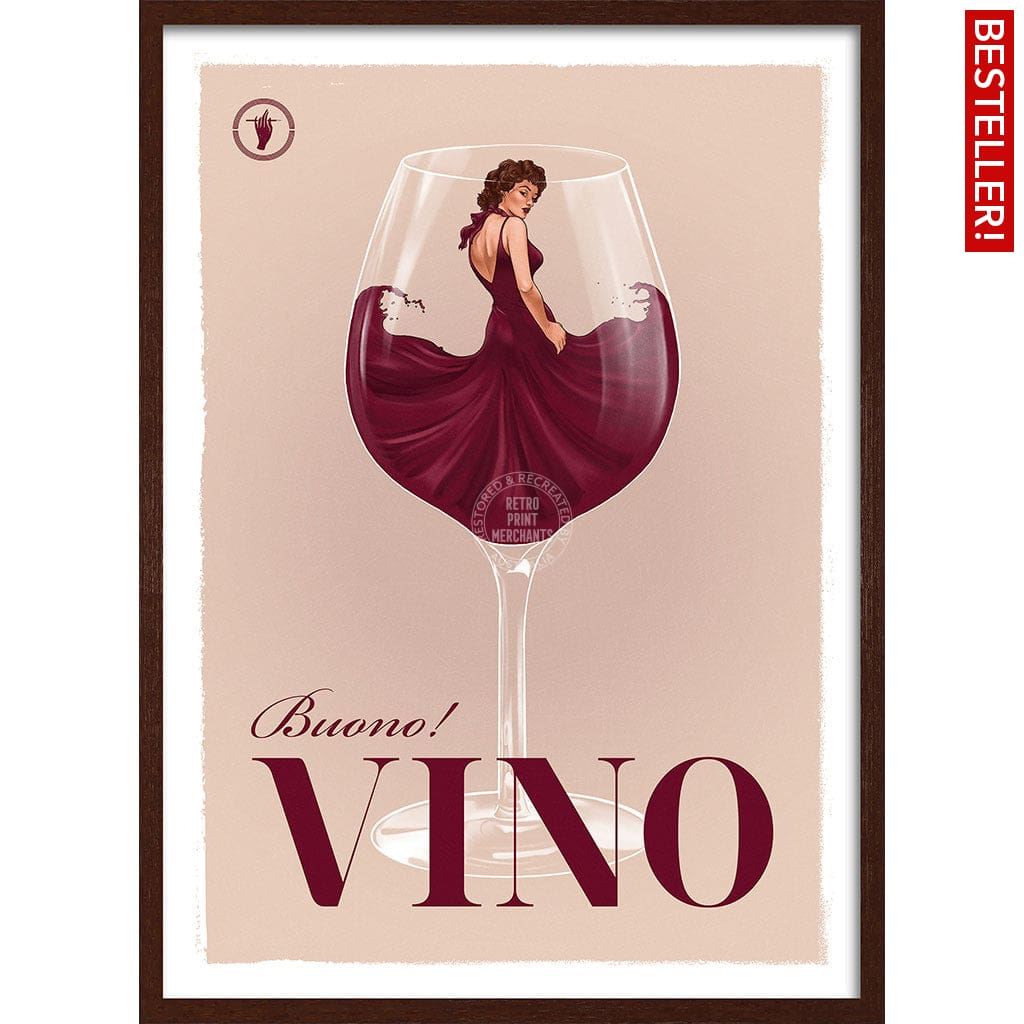 VINO | WORLDWIDE A3 | 297 x 420mm | 11.7 x 16.5 inches / Framed Print: Chocolate Oak Timber Print Art