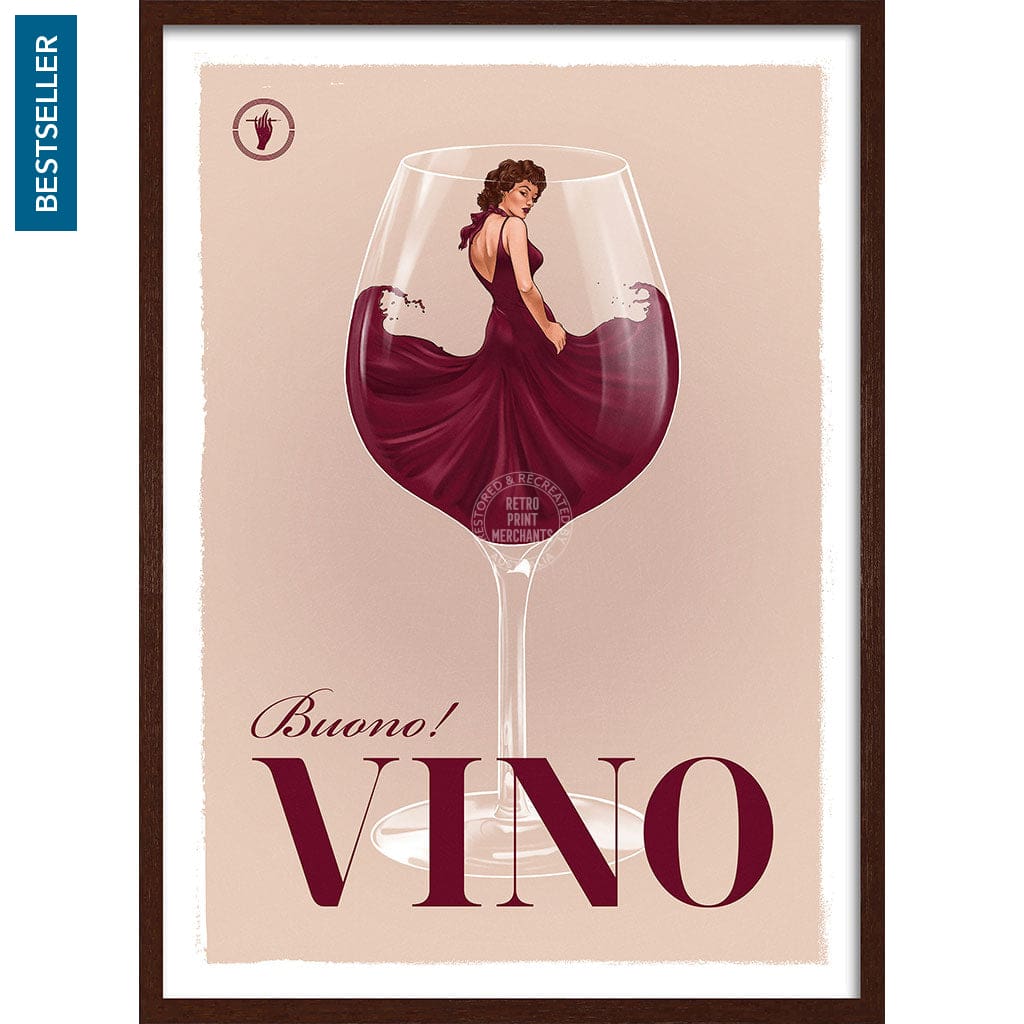 VINO | WORLDWIDE A3 | 297 x 420mm | 11.7 x 16.5 inches / Framed Print: Chocolate Oak Timber Print Art