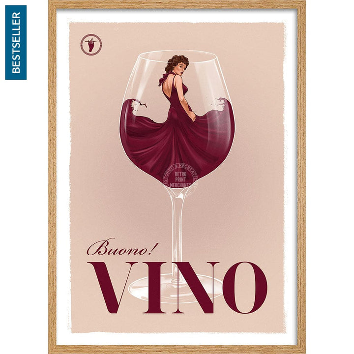 VINO | WORLDWIDE A3 | 297 x 420mm | 11.7 x 16.5 inches / Framed Print: Natural Oak Timber Print Art