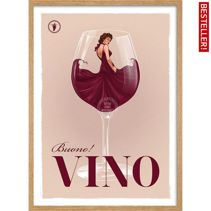 VINO | WORLDWIDE A3 | 297 x 420mm | 11.7 x 16.5 inches / Framed Print: Natural Oak Timber Print Art