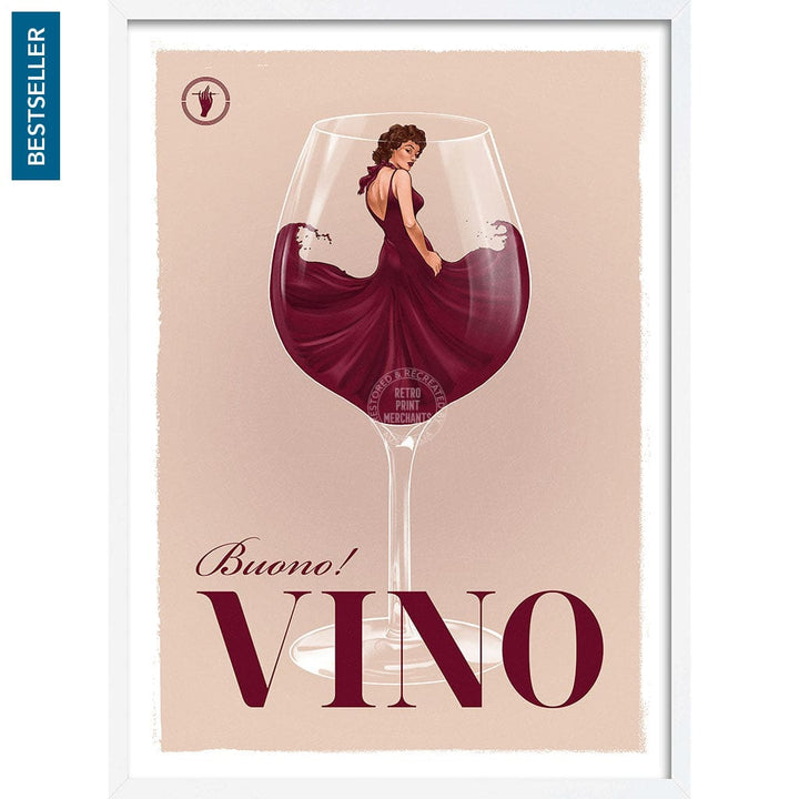 VINO | WORLDWIDE A3 | 297 x 420mm | 11.7 x 16.5 inches / Framed Print: White Timber Print Art